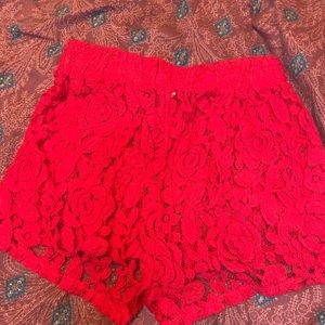 Red Lace Shorts